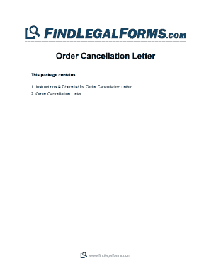 Instructions & Checklist for Order Cancellation Letter - FindLegalForms