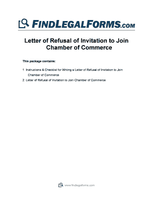 Letter of Refusal of Invitation to Join Chamber of Commerce