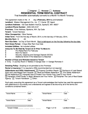 Residential Term Rental Contract
