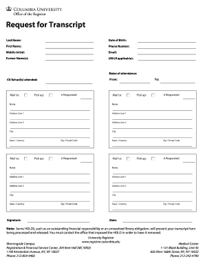 Request for Transcript