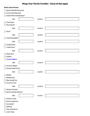 Wings Over Florida Bird Checklist