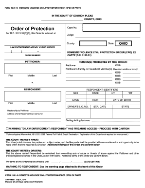 Domestic Violence Civil Protection Order Ex Parte