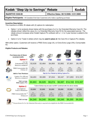 Kodak Step Up to Savings Rebate Form