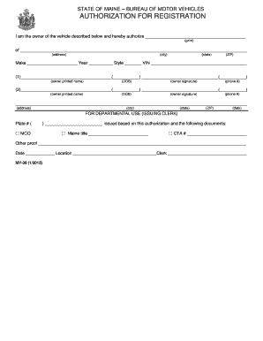 Maine Vehicle Registration Authorization