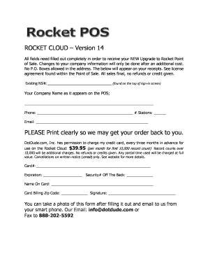 Rocket Cloud Upgrade Form