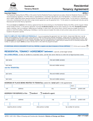 British Columbia Residential Tenancy Agreement