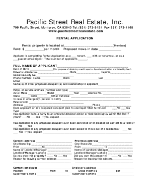 Rental Application Form