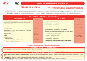 M2 NOTICE – DÉCLARATION DE MODIFICATION