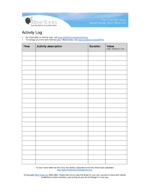Activity Log Template - Dean of Students