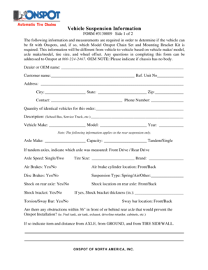 Vehicle Suspension Information Form