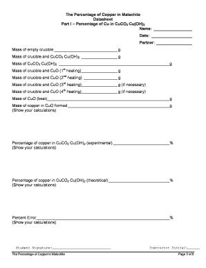 Chemistry Lab Report on Copper in Malachite