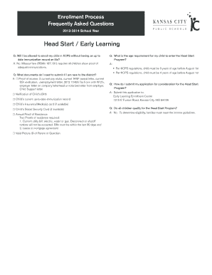 Head Start Enrollment Application