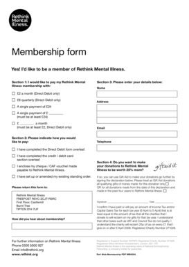 Rethink Mental Illness Membership Form