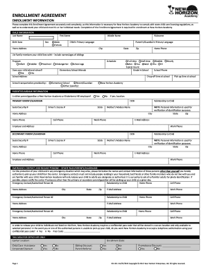 New Horizon Academy Enrollment Agreement