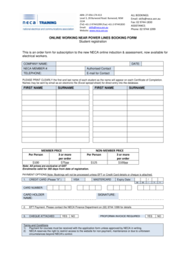 NECA Online Induction Assessment Booking Form