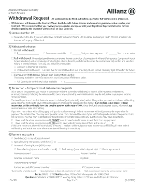 Allianz Life Insurance Withdrawal Request Form