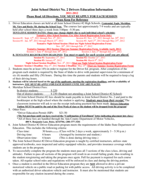 Idaho Driver Education Registration Form
