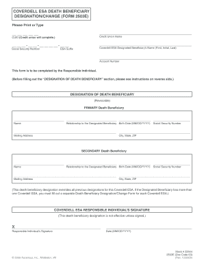 Coverdell ESA Death Beneficiary Designation Form