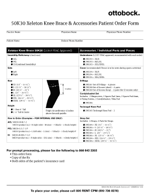 Xeleton Knee Brace Order Form