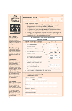 Australian Census Household Form
