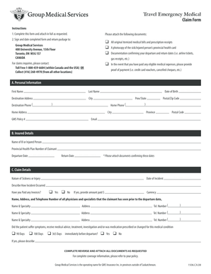 Travel Emergency Medical Claim Form