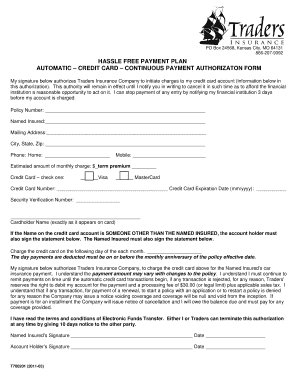 Automatic Credit Card Continuous Payment Authorization Form