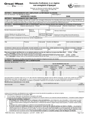 Demande d’adhésion à un régime non enregistré d’épargne