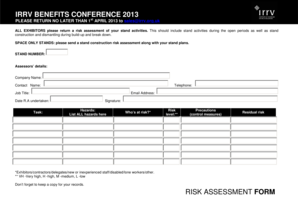 Irrv benefits conference 2013 risk assessment form - The IRRV