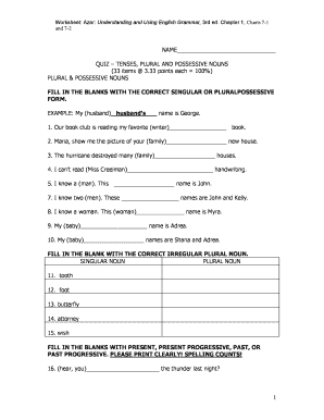 English Grammar Quiz Worksheet