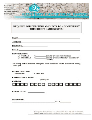 Request for Debiting Amounts to Accounts by Credit Card System