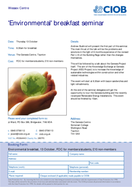 CIOB Event Booking Form