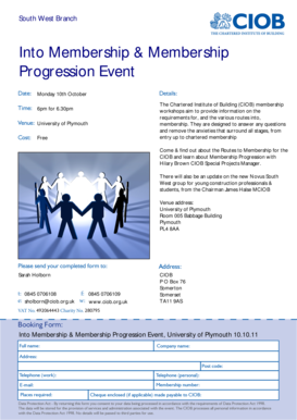 CIOB Event Booking Form