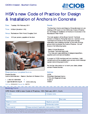CIOB Event Booking Form
