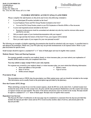 Flexible Spending Account Claim Form