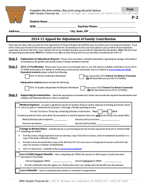 2014-15 Appeal for Adjustment of Family Contribution
