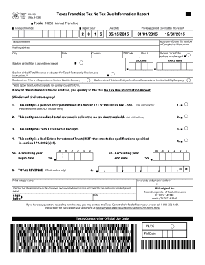 Texas Franchise Tax No Tax Due Information Report