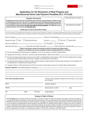 Ohio Real Property Late-Payment Penalty Remission Application