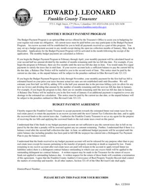 Franklin County Budget Payment Agreement