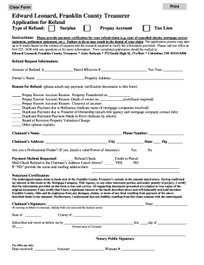 Franklin County Tax Refund Application