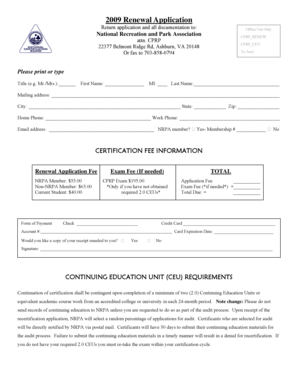 CPRP Renewal Application