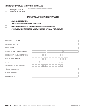 Croatian Pension Application Form
