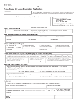 Texas Crude Oil Lease Exemption Application