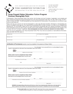 Texas Prepaid Tuition Contract Downgrade Form