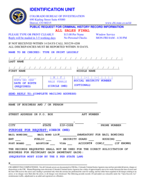 Colorado Criminal History Record Request Form