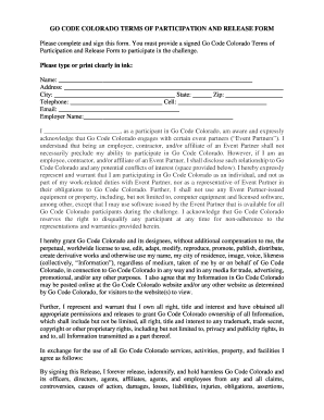 Go Code Colorado Terms of Participation and Release Form