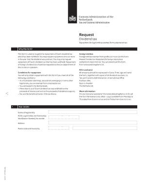 Dutch Dividend Tax Repayment Form