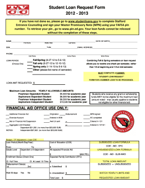 Student Loan Request Form