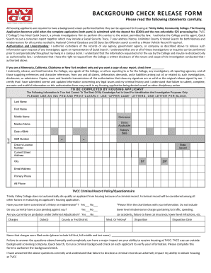 Background Check Release Form