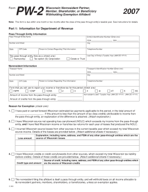 Wisconsin Nonresident Withholding Exemption Affidavit