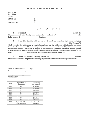 Federal Estate Tax Affidavit